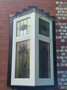 Bespoke stained glass corner window
