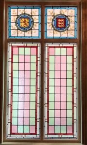 Stained glass feature timber window