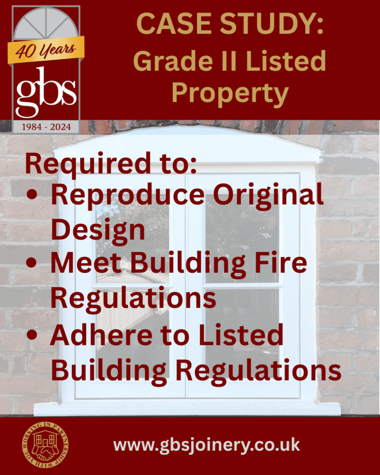 Case Study - Grade II listed Building - Fire Regulations approved - Flush Casement Double Opening Timber Window