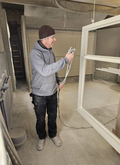 Spray painting bespoke timber frames